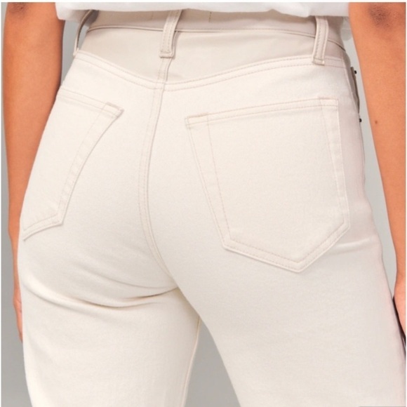 ABERCROMBIE & FITCH 90’s Straight Curve Love Jeans Cream Mixed Fabric - Picture 8 of 14